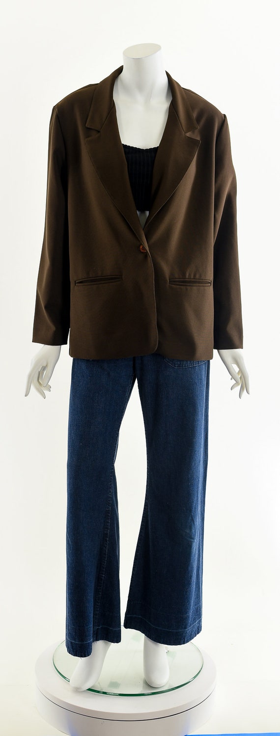 Dark Brown Power Suit Blazer Jacket - image 4
