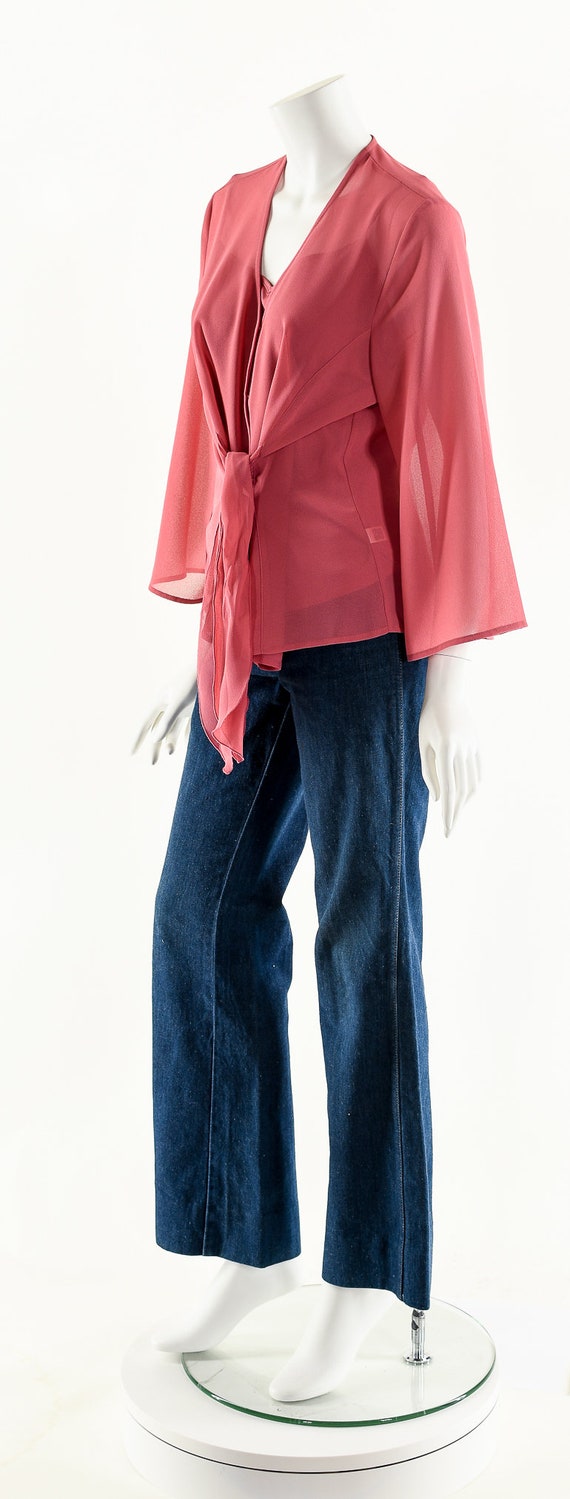 Sheer Dusty Pink Wrap Blouse, 2000s - image 10