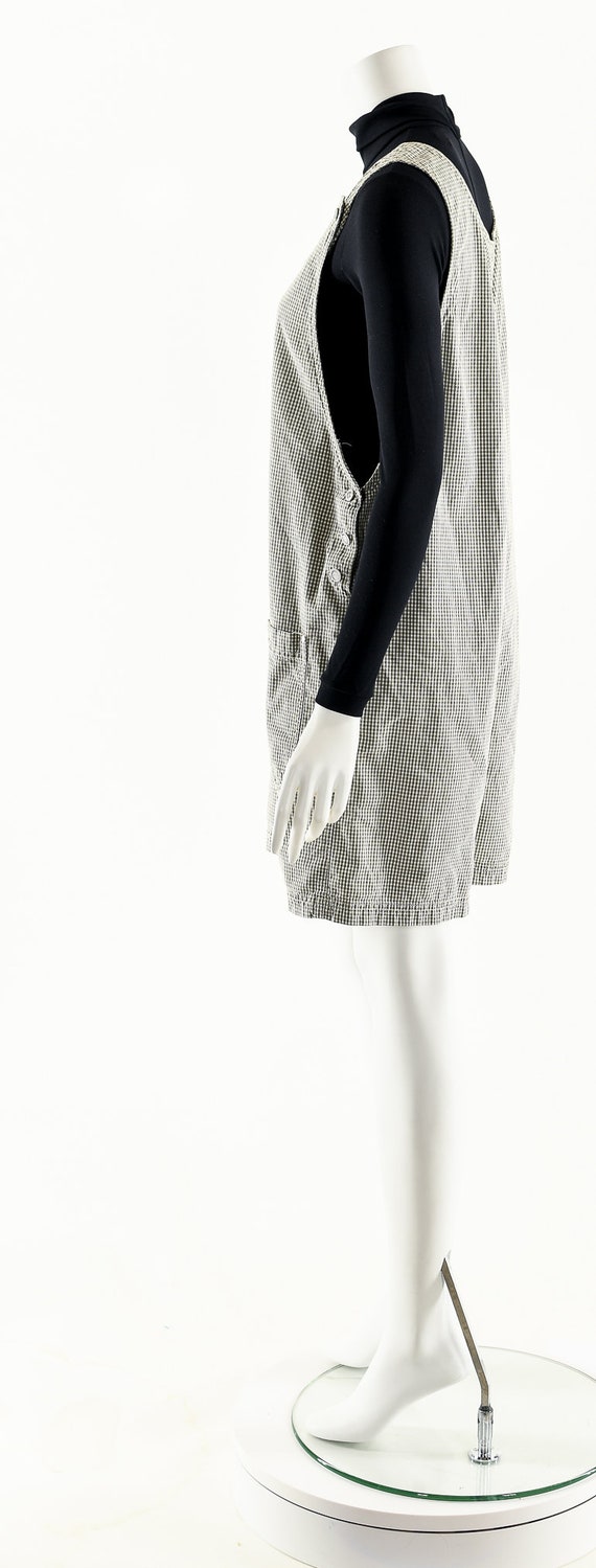 Minimalist Gingham Romper,90's Jumpsuit,Gray Whit… - image 7