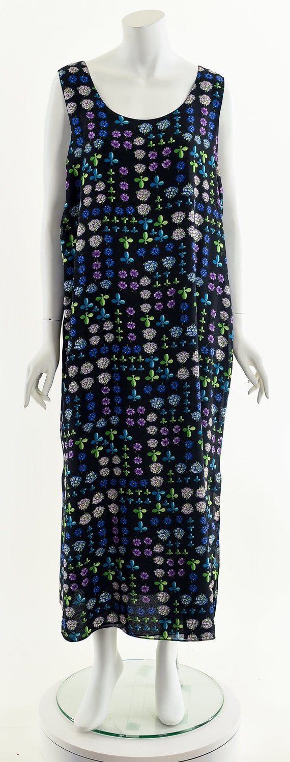 Navy Blue Printed Reversible Chiffon Maxi Dress - image 4