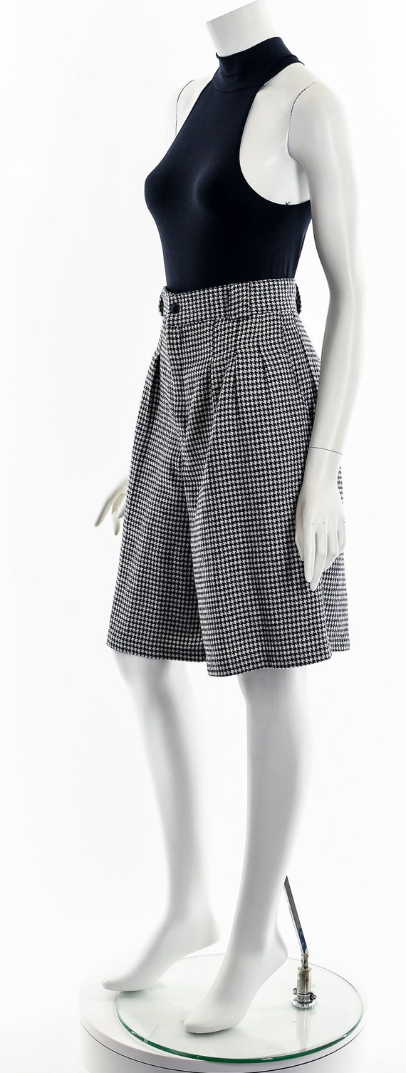 Hounds Tooth High Waisted Wool Tweed Shorts - image 10