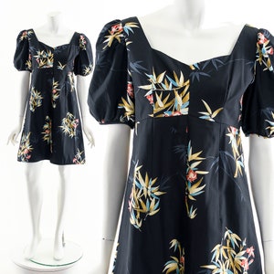 Floral Baby Doll Dress,Tiki Party Dress,Tropical Novelty Print,Flower Power,Groovy Luau Party Dress,Hibiscus Dress,Coconut Girl Style,Resort