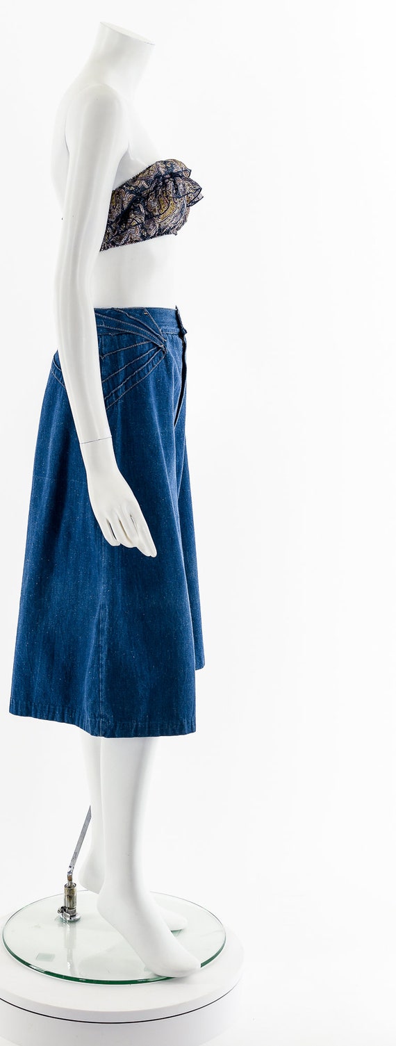 Denim Hippie Palazzo Pants Culottes 70s - image 5