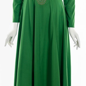60's Kelly Green Studded Maxi Dress image 4