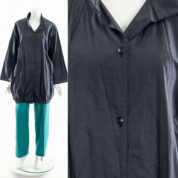 Black Oversized Blazer paper Thin Blazer Jacket vintage Batwing Coat coocoon Tailored Jacket 80s Menswear Inspired Coat minimalist Jacket Etsy