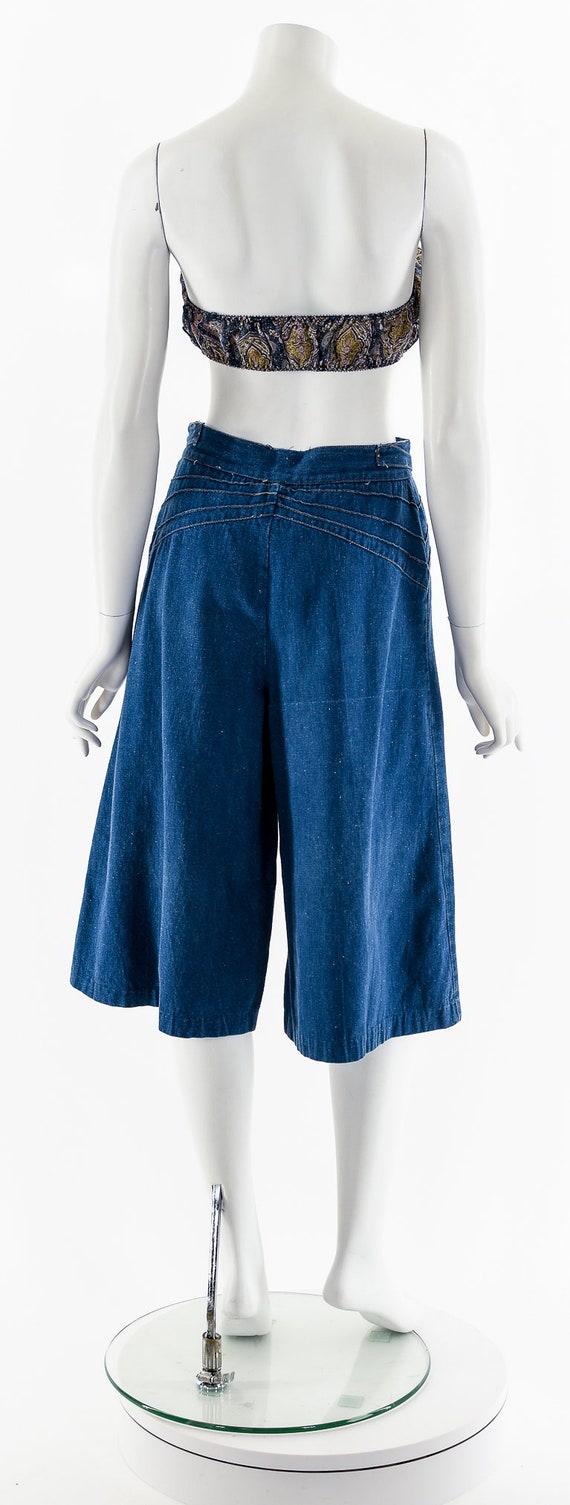 Denim Hippie Palazzo Pants Culottes 70s - image 7