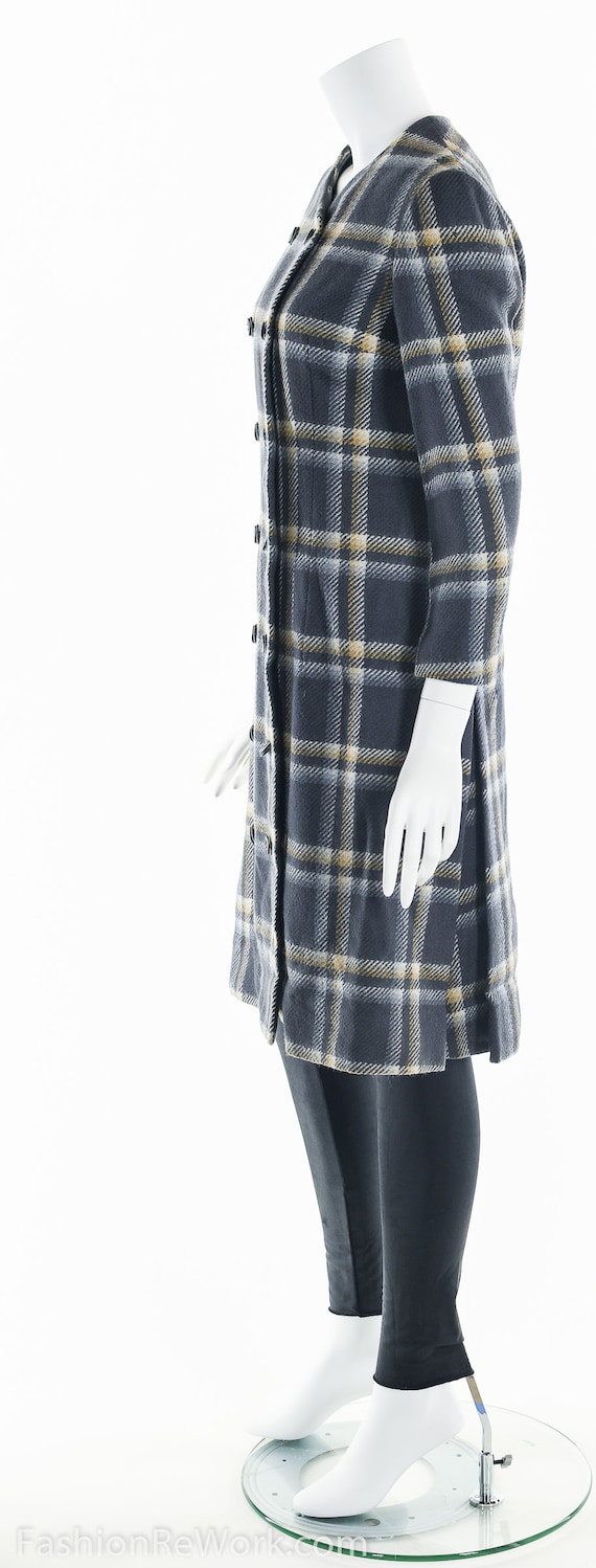 80s Plaid Wool Coat Double Breasted Coat TaraLynEvansStudio