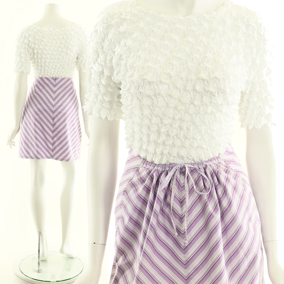 Lavender Striped Skirt,Candy Striped Skirt,90s Ch… - image 3