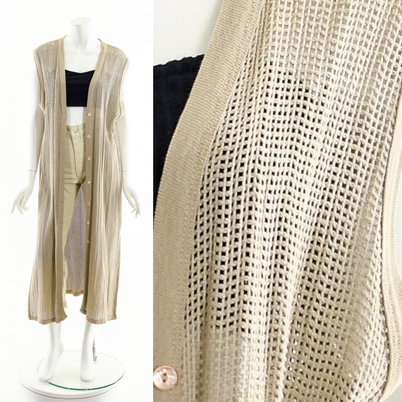 Minimal Knit Duster,Open Knit Cardigan,Vintage Sh… - image 3