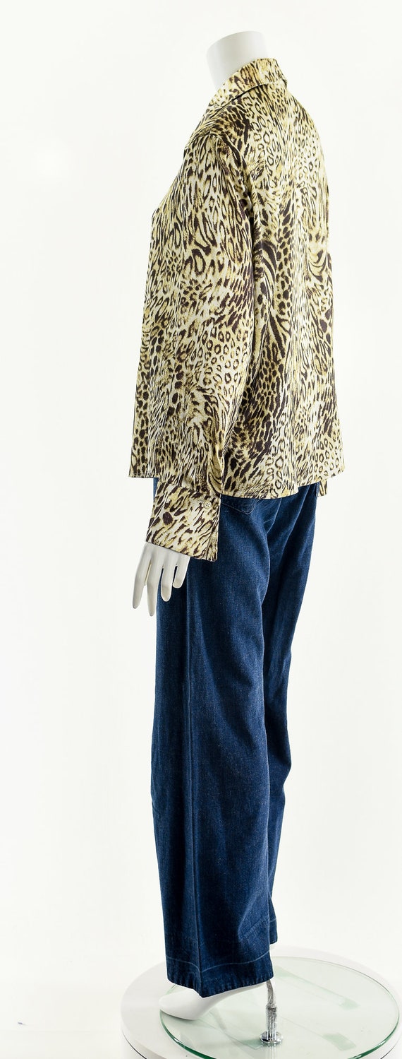 Leopard Cheetah Satin Blouse,Silky Cheetah Top,Pajama… - Gem