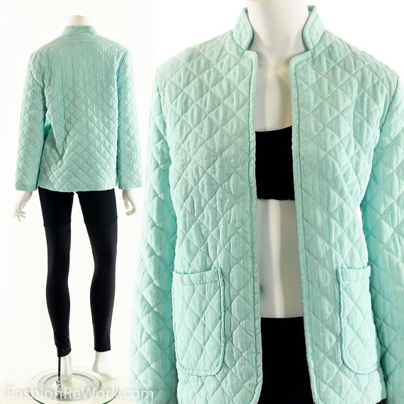 Green Quilted Jacket, Asian Quilted Jacket, Seafoa