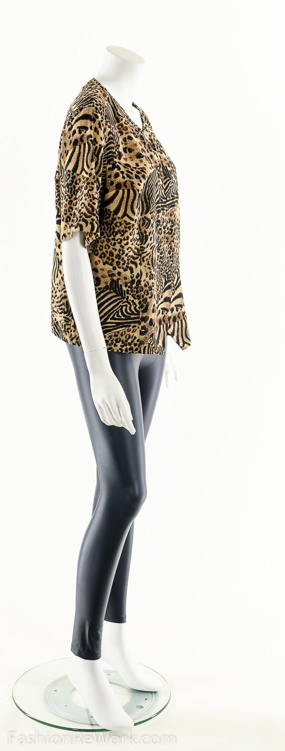 Animal Print Blouse,Vintage Leopard Shirt,Cheetah… - image 2