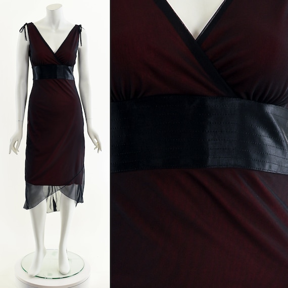 90s Y2K Sheer Dress,Black Red Sheer Goth Dress,Se… - image 1