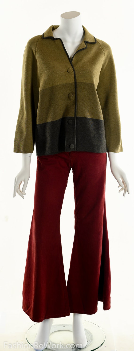 50's Italian Wool Sweater, Striped Wool Cardigan,… - image 4