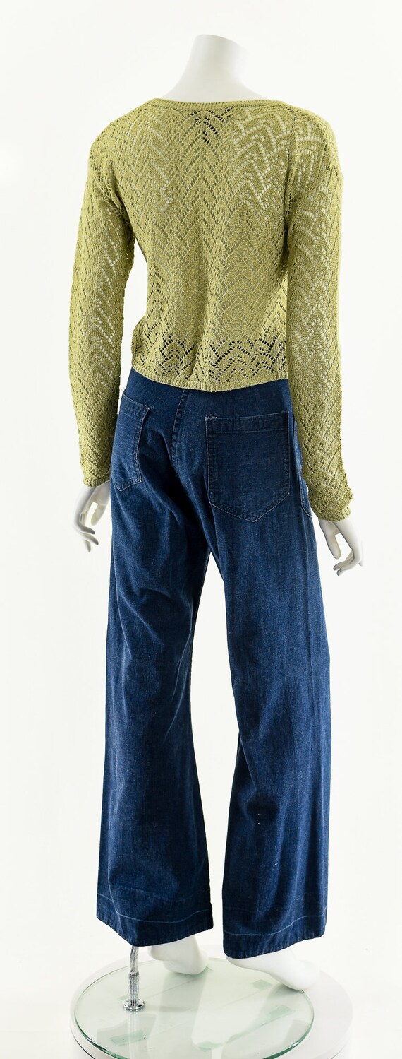 Sage Green Crochet Knit Crop Top - image 7