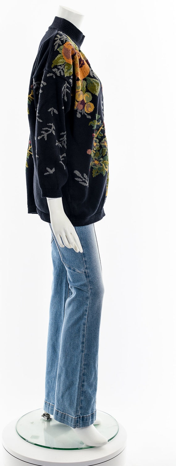 Autumnal Flower Oversized Cotton Sweater - image 5