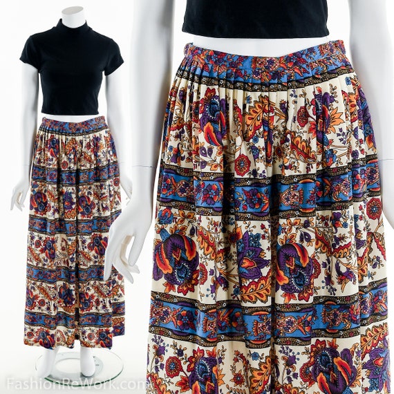 Rainbow Paisley Maxi Skirt,Maxi Skirt,Vintage maxi