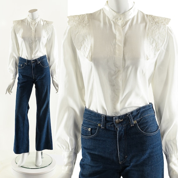 Victorian White Blouse,Kate Spade Style Blouse,Hi… - image 1