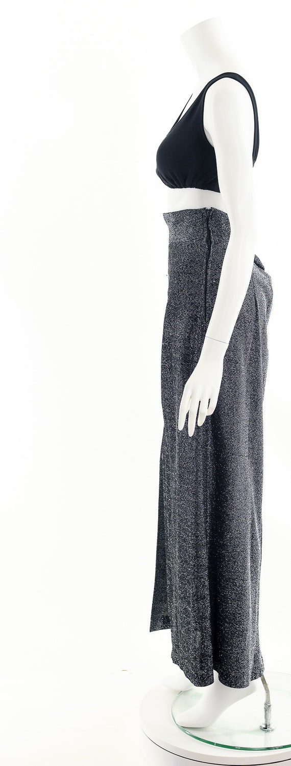 Gun Metal Lurex 70s Midi Skirt - image 10