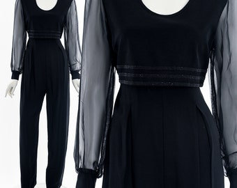 Black Formal Jumpsuit 90s 80s