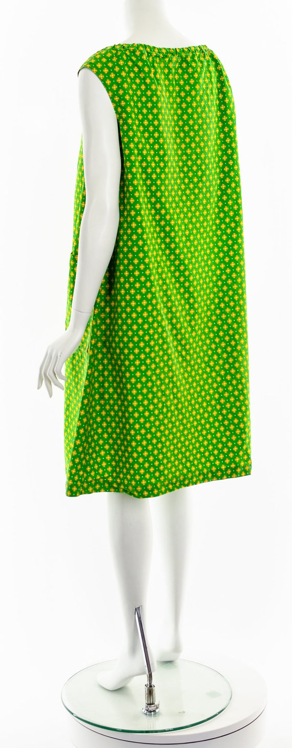 Lime Green Daisy Cotton Shift Dress - image 8