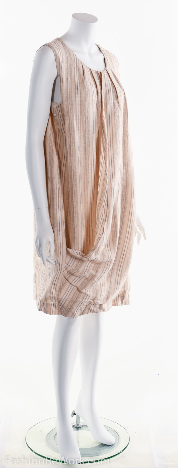 Linen Dress, Minimalist Linen Dress, Pink Stripe … - image 3