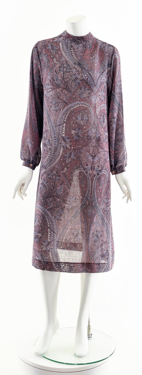 Victorian Purple Paisley Dress,Bow Tie Neck Dress… - image 4