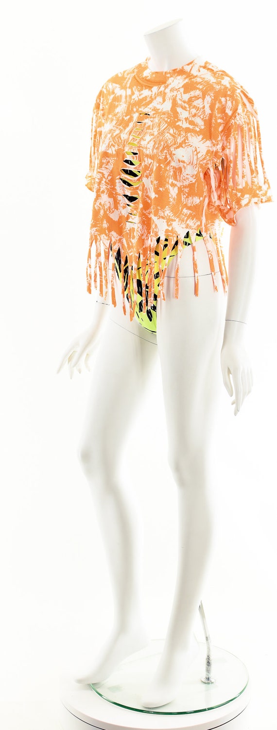 orange fringe crop top - image 10