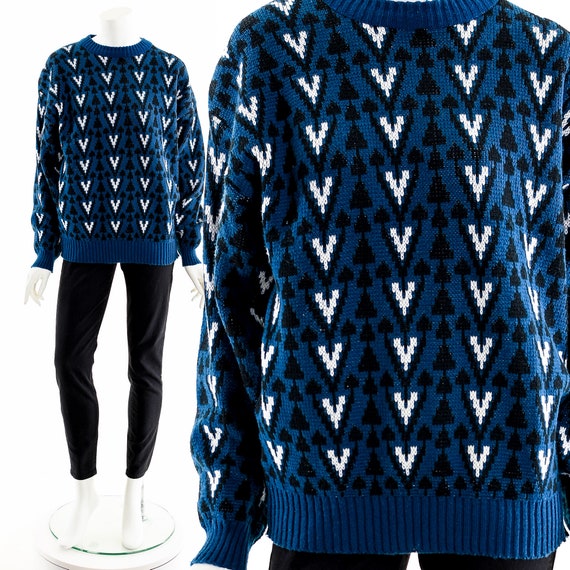 Blue + Black Geometric Sweater - image 2