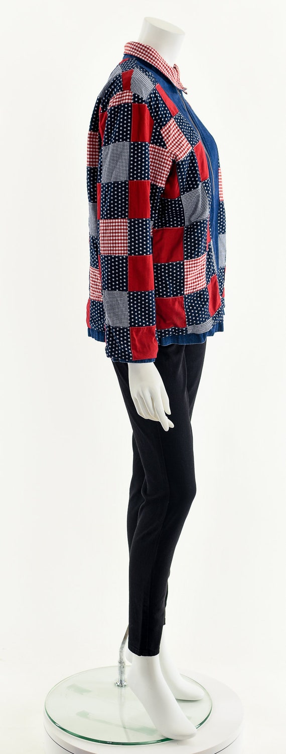 Vintage Patchwork Quilt Denim Jacket,Quilt Chorec… - image 6