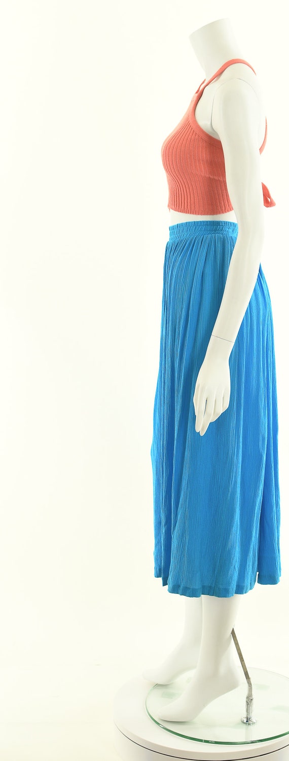 Blue Crinkle Gauze Skirt - image 9