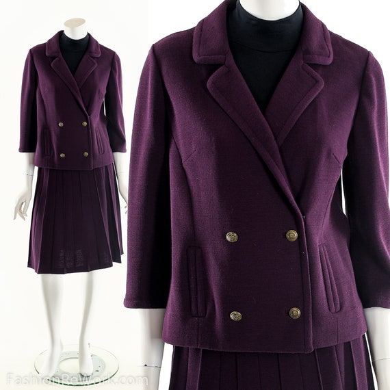 Knit Two Piece Dress,Vintage Aubergine Purple Dres