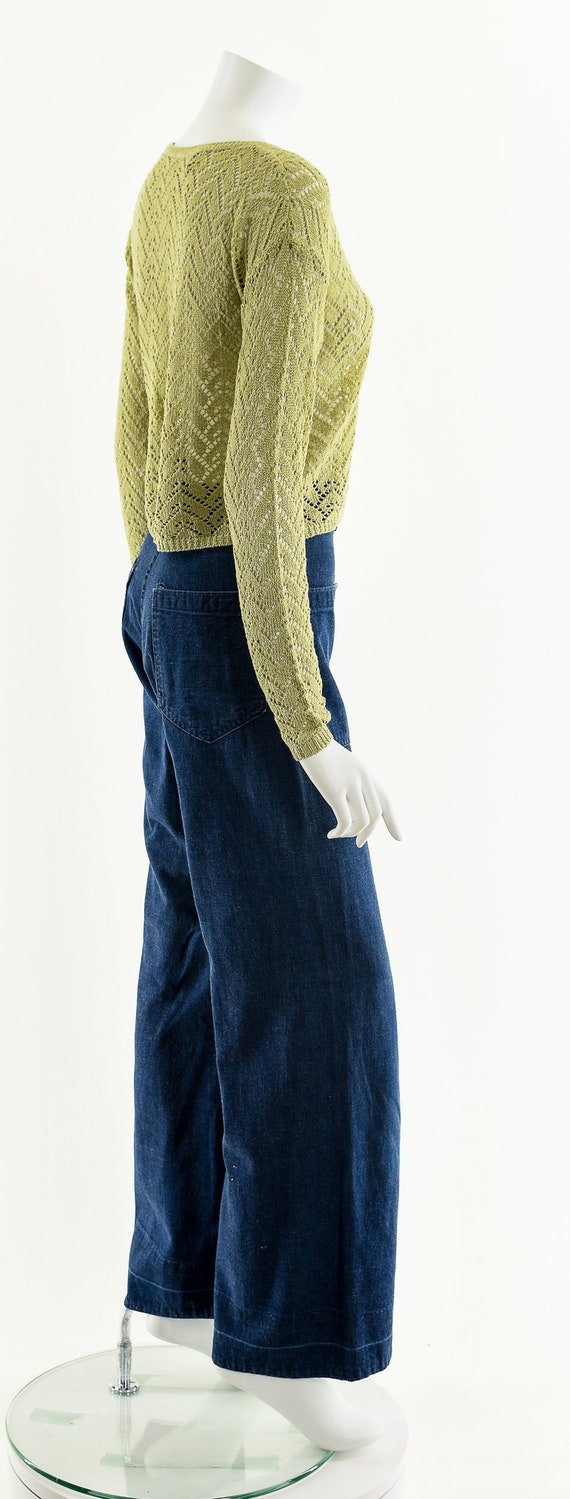 Sage Green Crochet Knit Crop Top - image 6