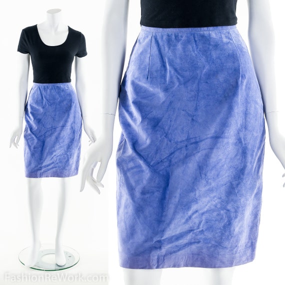 Purple Suede Pencil Skirt - image 1