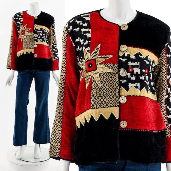 Textile Patchwork Wearable Art Jacket - image 1