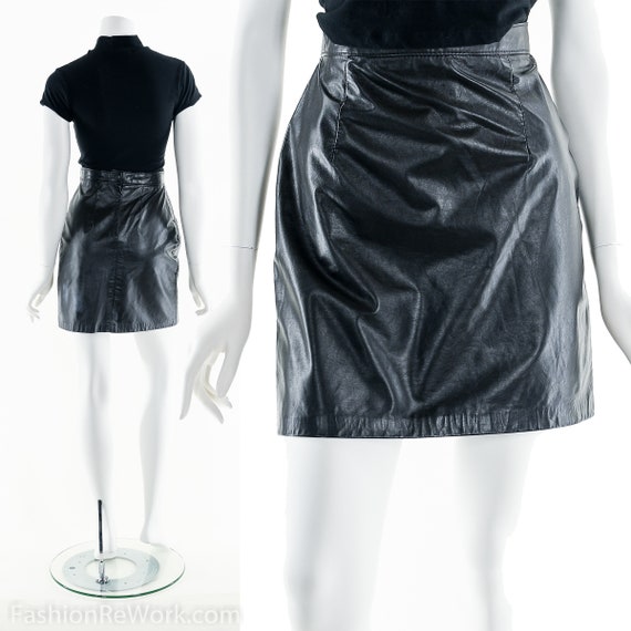 Black Leather Skirt,Leather Mini Skirt,Leather Sk… - image 2