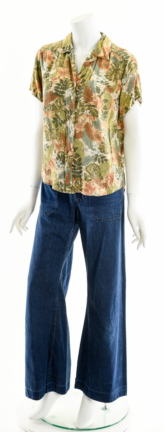 Muted Tropical Floral Blouse - image 4