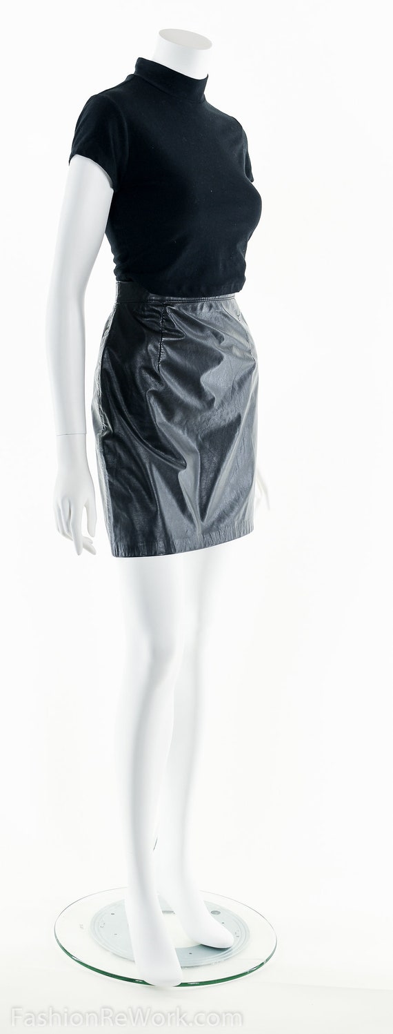 Black Leather Skirt,Leather Mini Skirt,Leather Sk… - image 3