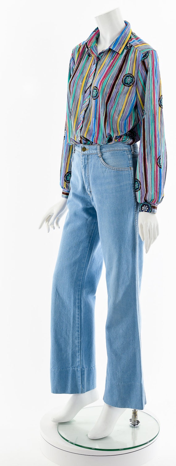 Rainbow Abstract 70s Button Up - image 10