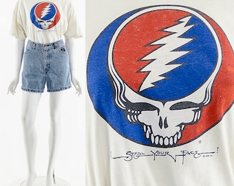 Camiseta vintage de esqueleto de los años 90 de Grateful Dead "Roba tu cara"