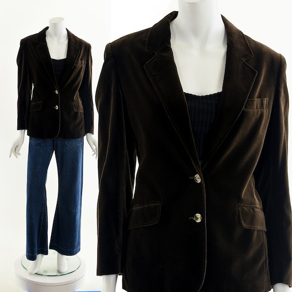 Brown Velvet Blazer Jacket - image 1