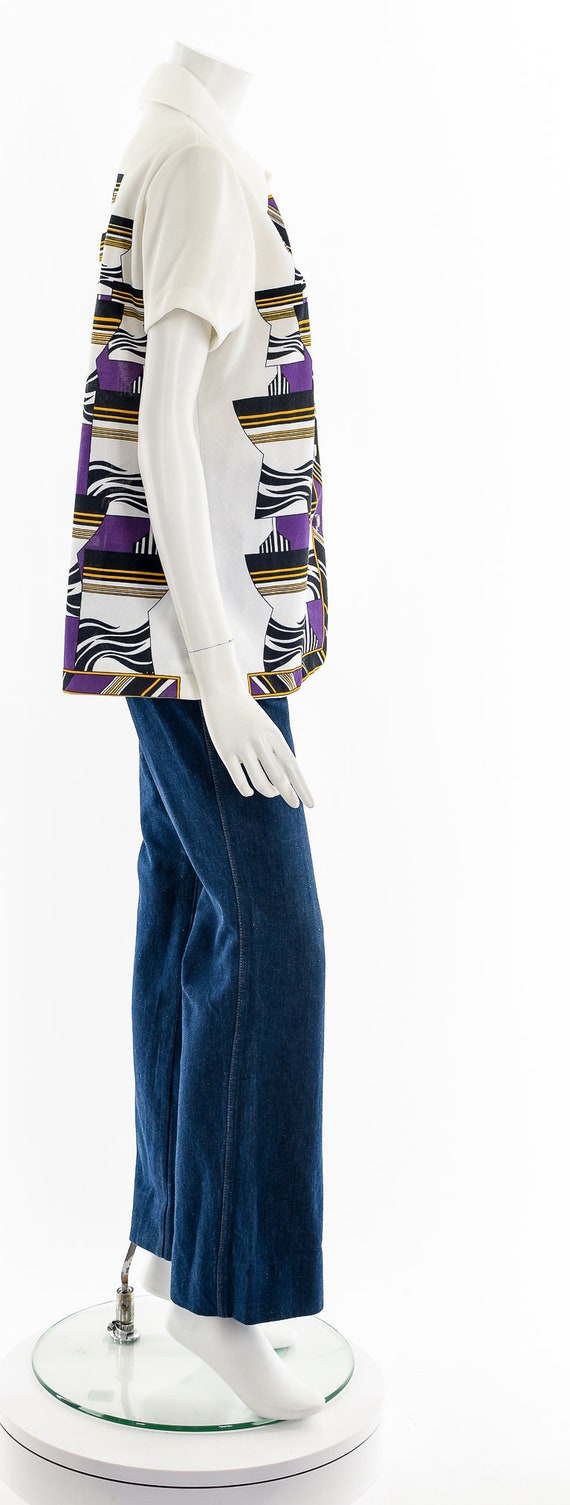 Psychedelic All Over Print Button Down Top - image 5