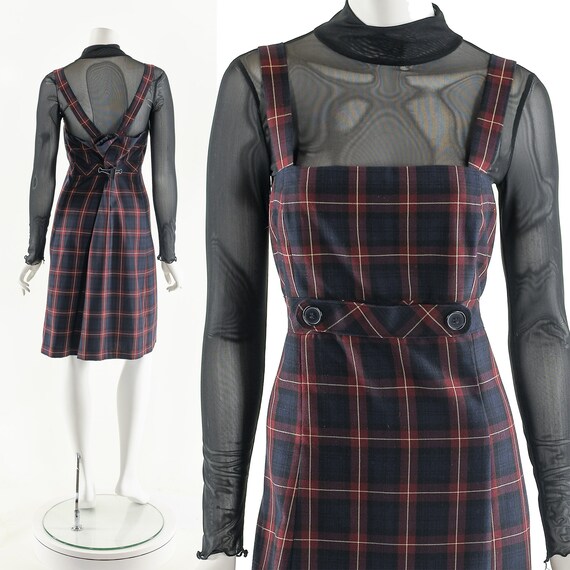 Suspender Plaid Dress,Preppy Tartan Dress,Vintage… - image 3