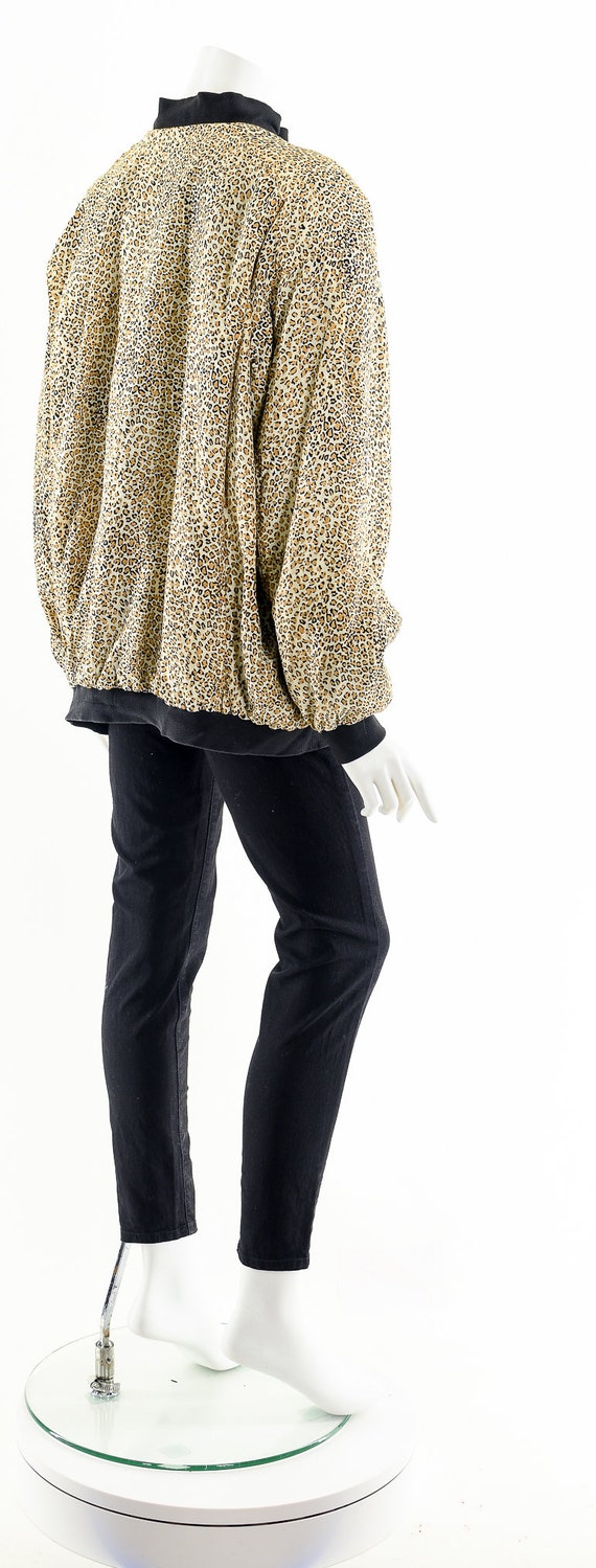 Leopard Cheetah Silk Bomber Jacket - image 6