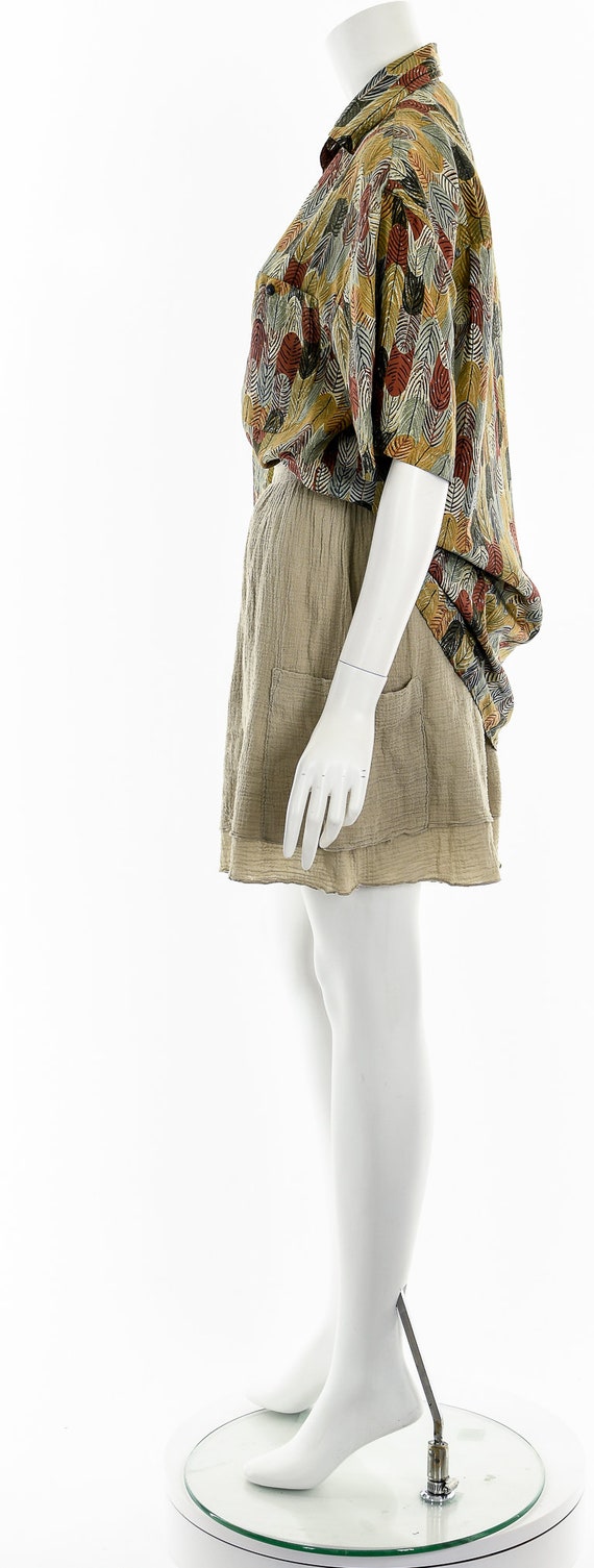 Feather Print Silk Button Down Shirt - image 9