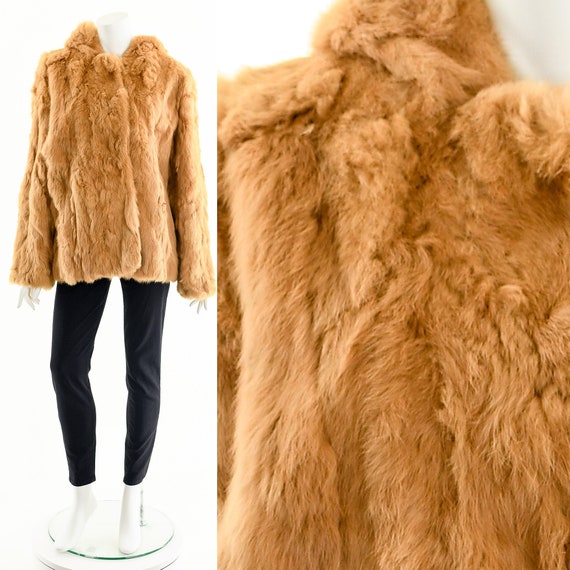 Golden Brown Fur Coat,Rabbit Fur Coat,Oversized H… - image 1