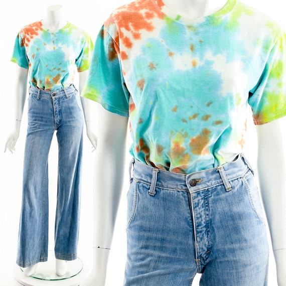 Tie Dye Tshirt,Shibori Bright tee,Vintage tie dye… - image 2