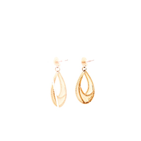 Black + Gold Tear Drop Dangly Earrings - image 4