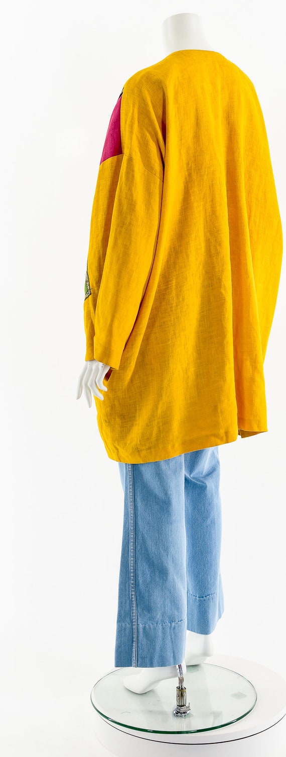 Wearable Art Patchwork Linen Jacket - image 8