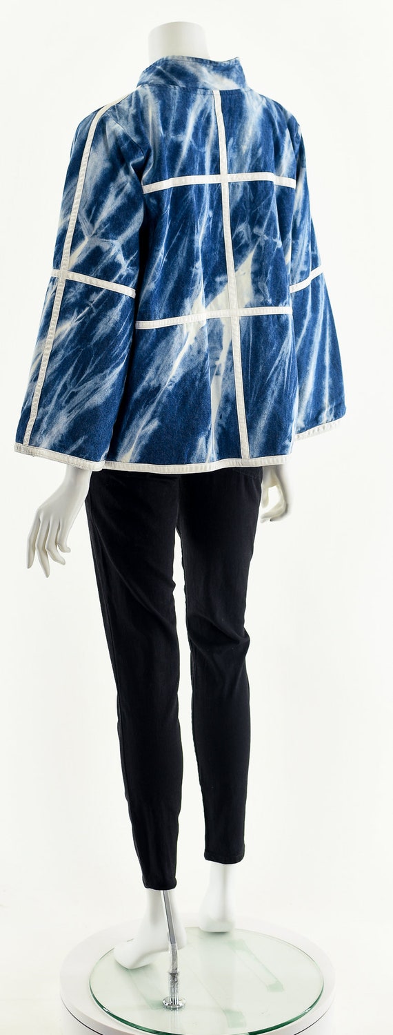 Shibori Leather Kimono,Indigo Blue Jacket,Bohemia… - image 8